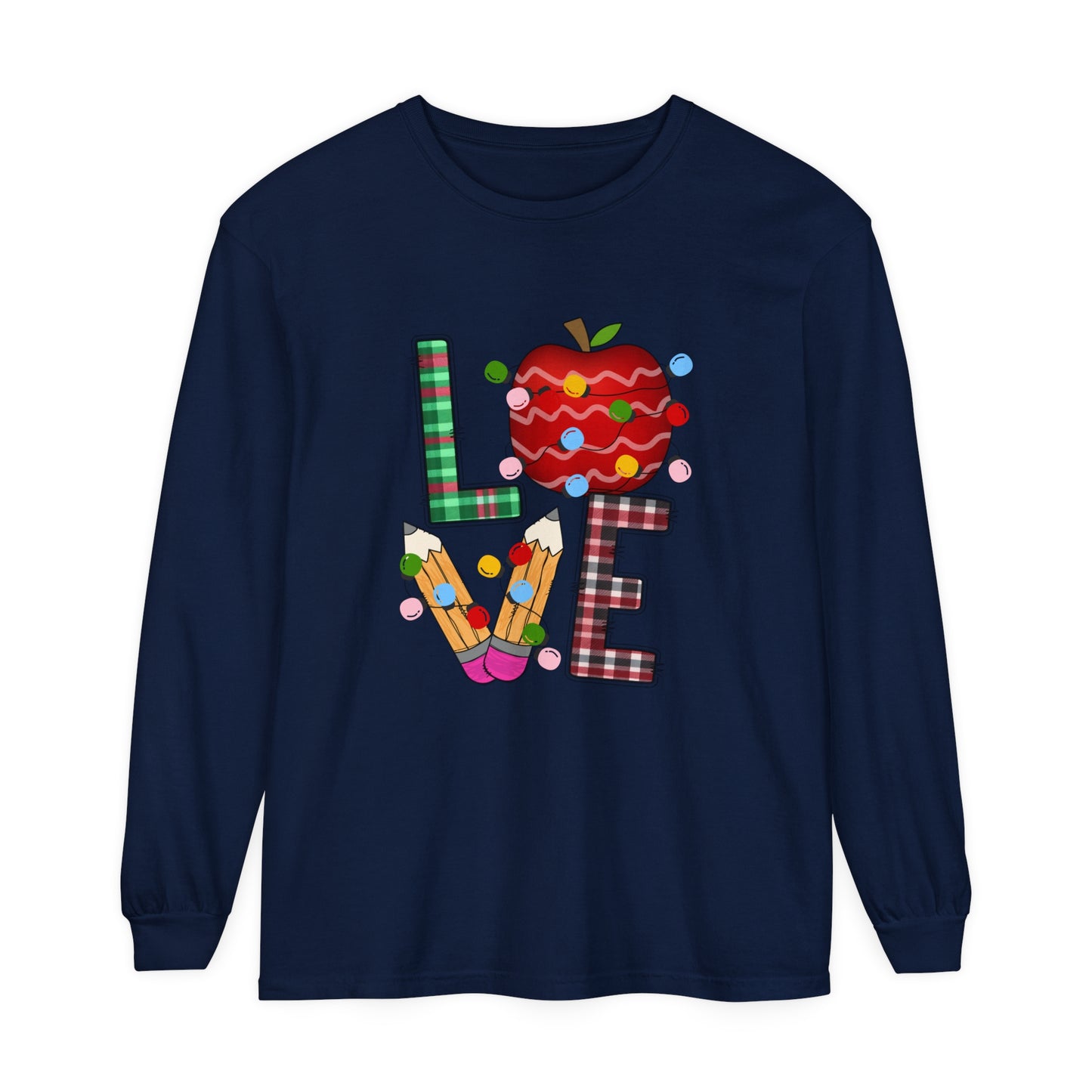 Teacher LOVE Christmas Loose Long Sleeve T-Shirt