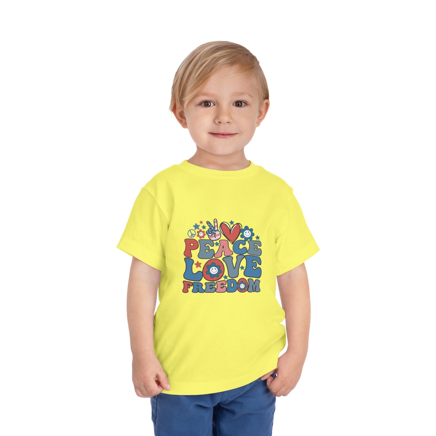 Peace Love Freedom 4th of July Toddler Short Sleeve Tee