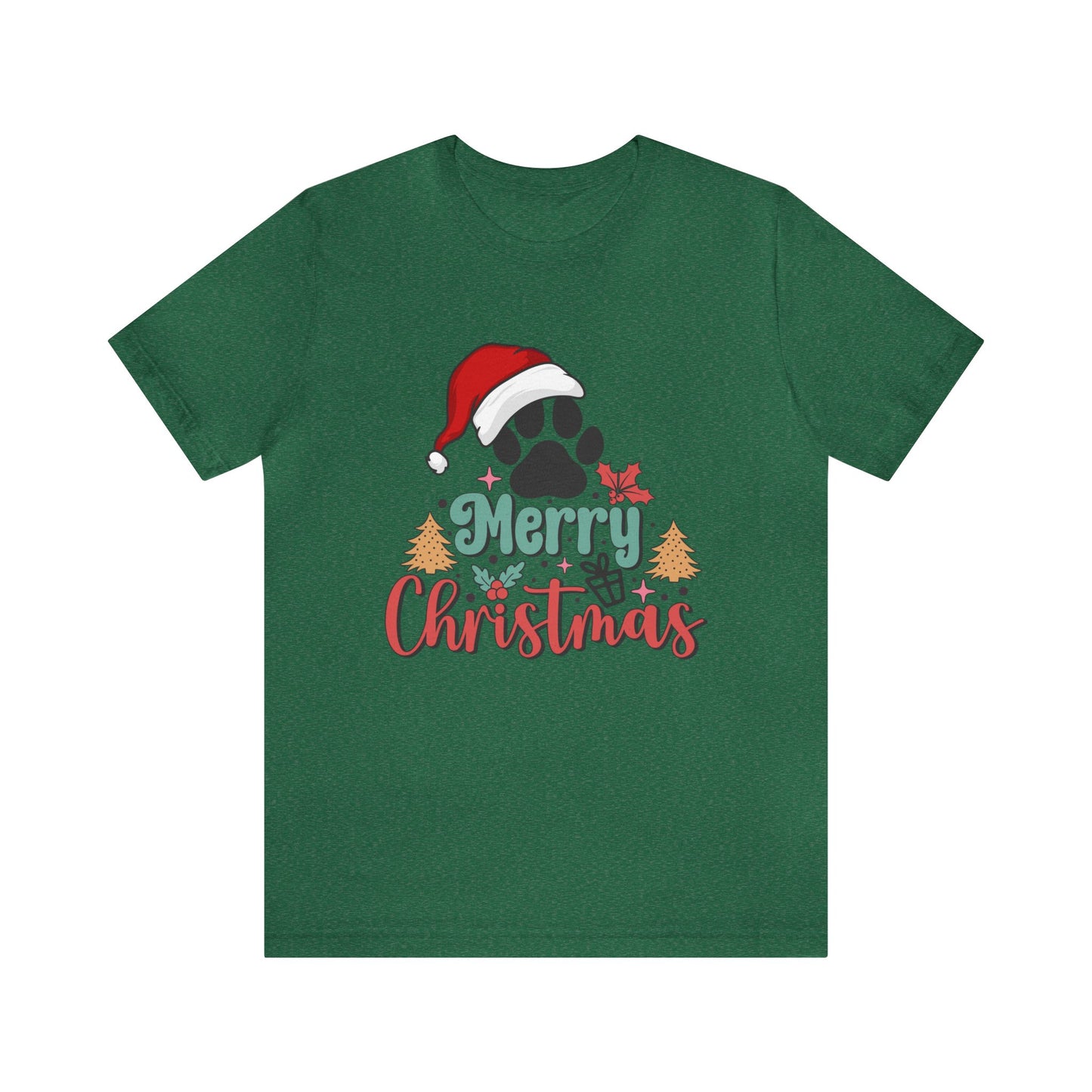 Merry Christmas Paws Women's Short Sleeve Christmas T Shirt