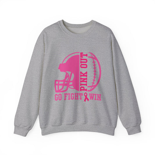 Pink Out Football Go Fight Win Breast Cancer Awareness Women's Unisex Crewneck Sweatshirt