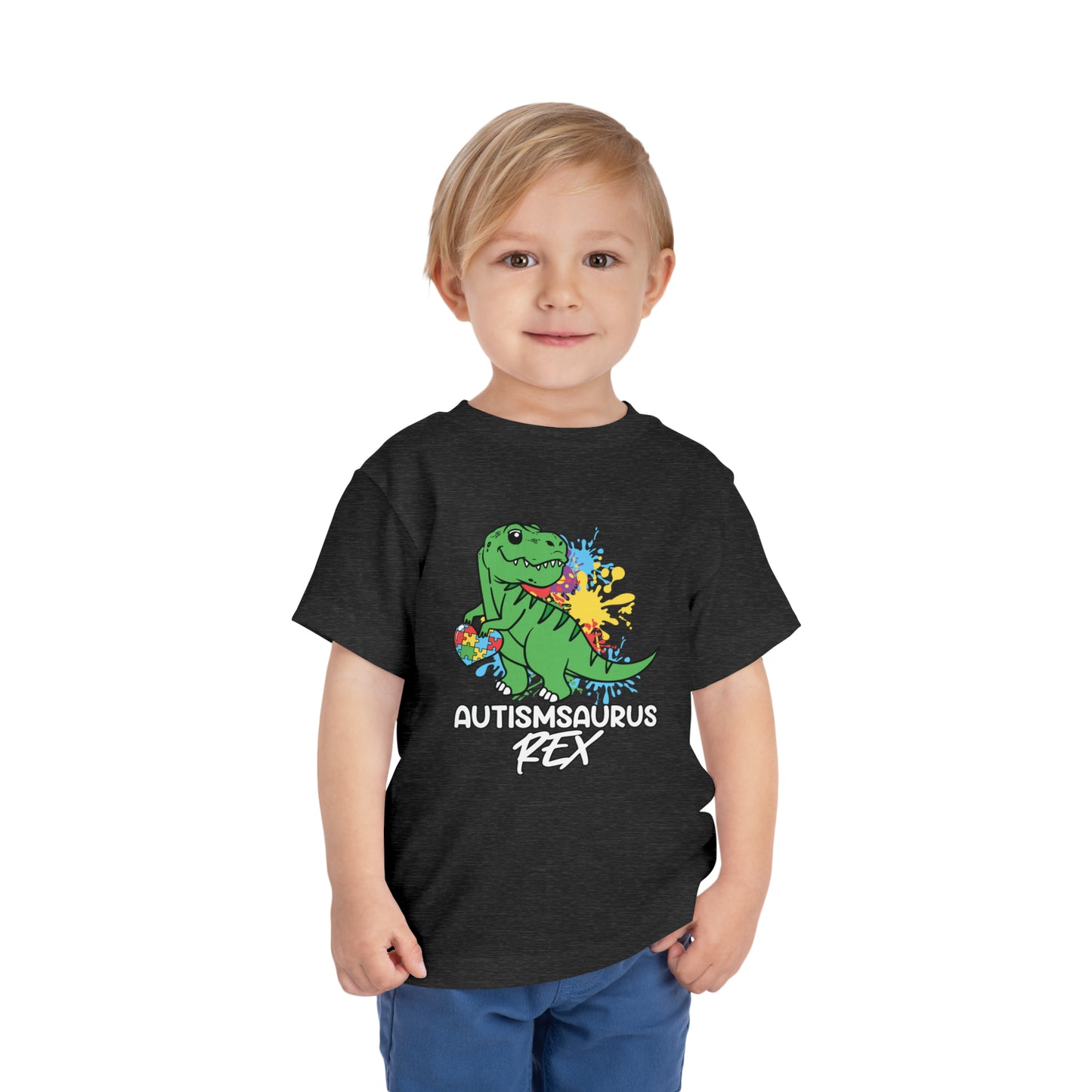 Autism Dinosaur Autism Awareness Advocate Toddler Short Sleeve Tee