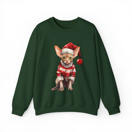 Funny Christmas Hairless Cat Sweatshirt Adult Unisex