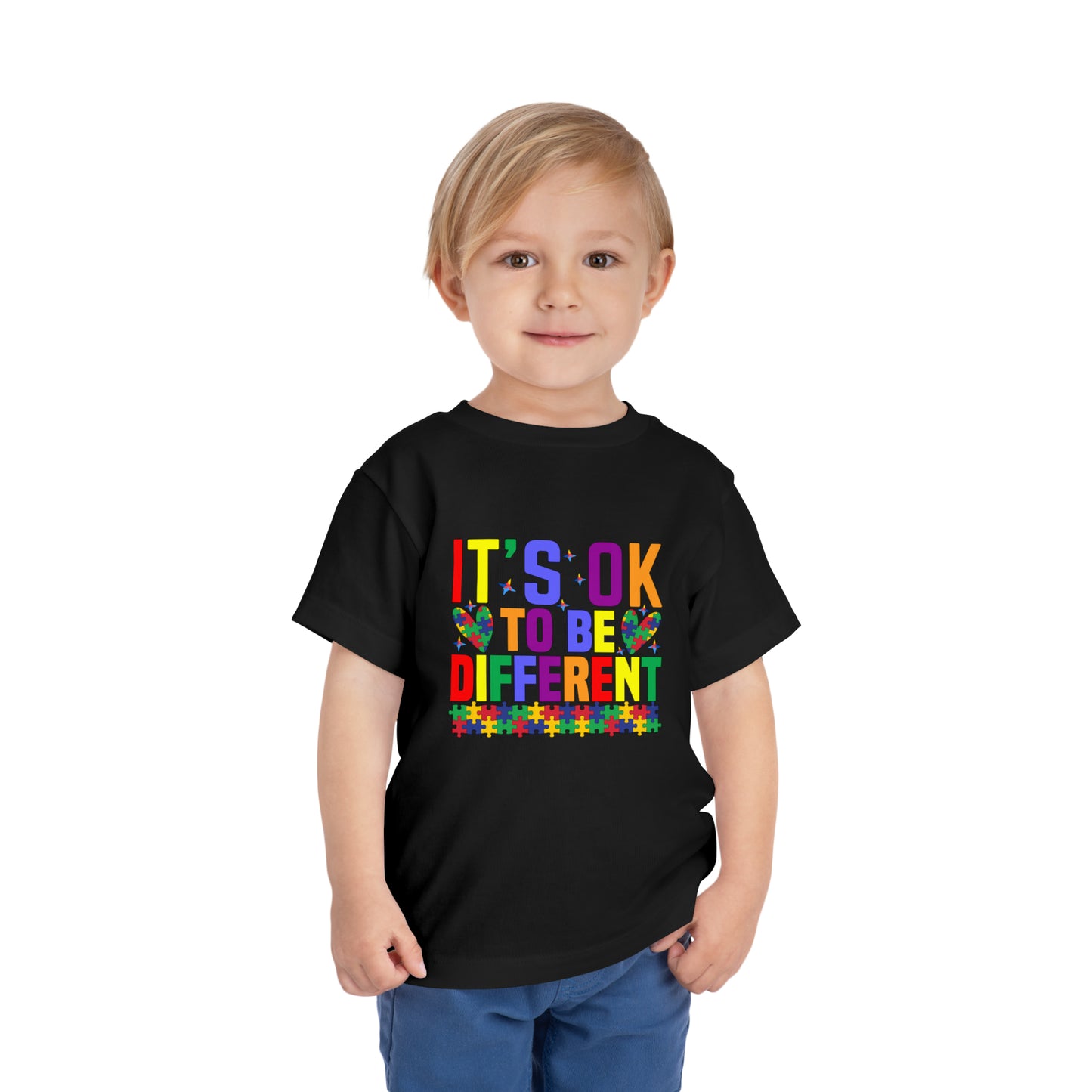 It's OK to be different Autism Acceptance Awareness Advocate Toddler Short Sleeve Tee
