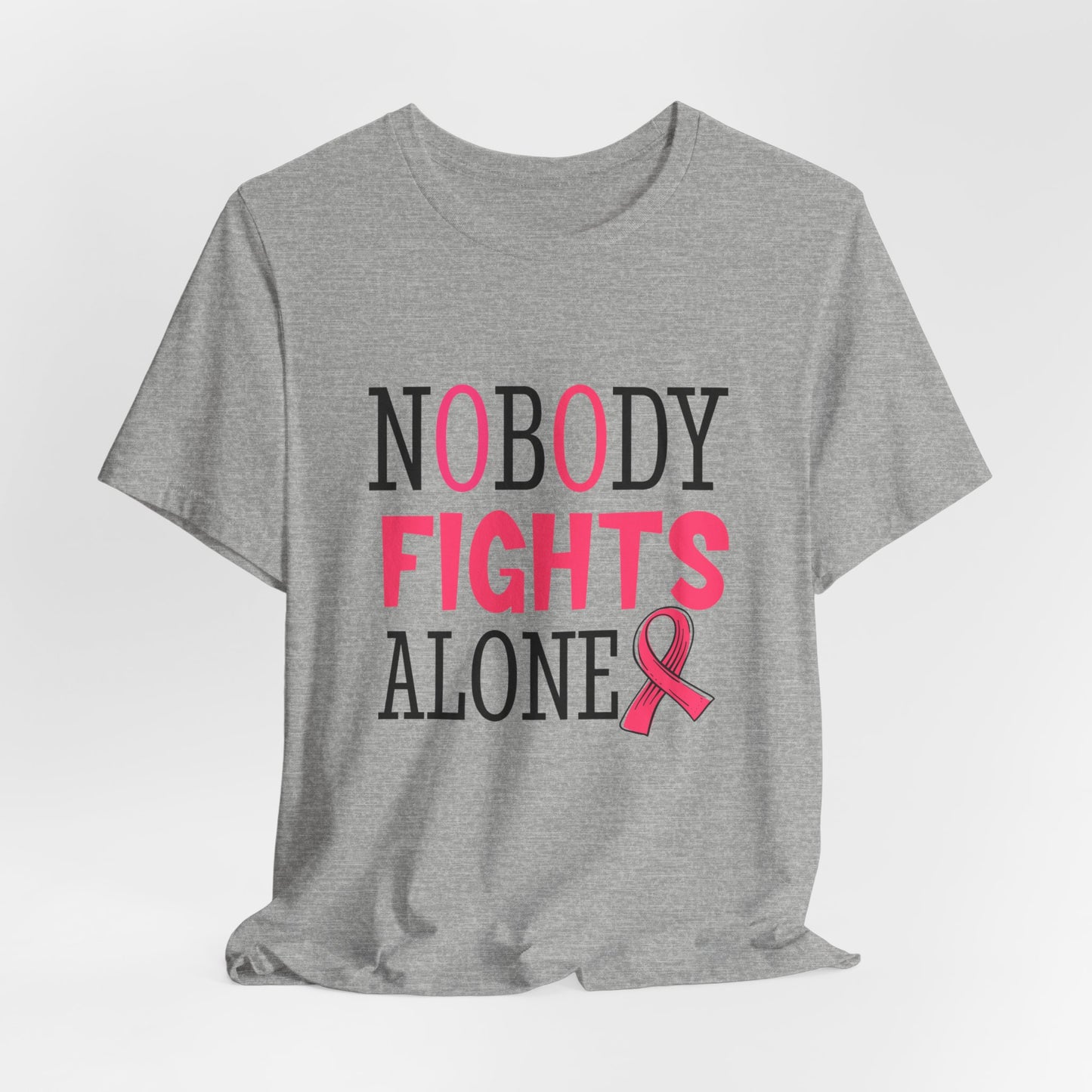 Nobody Fights Alone Women's Breast Cancer Awareness Short Sleeve Tee