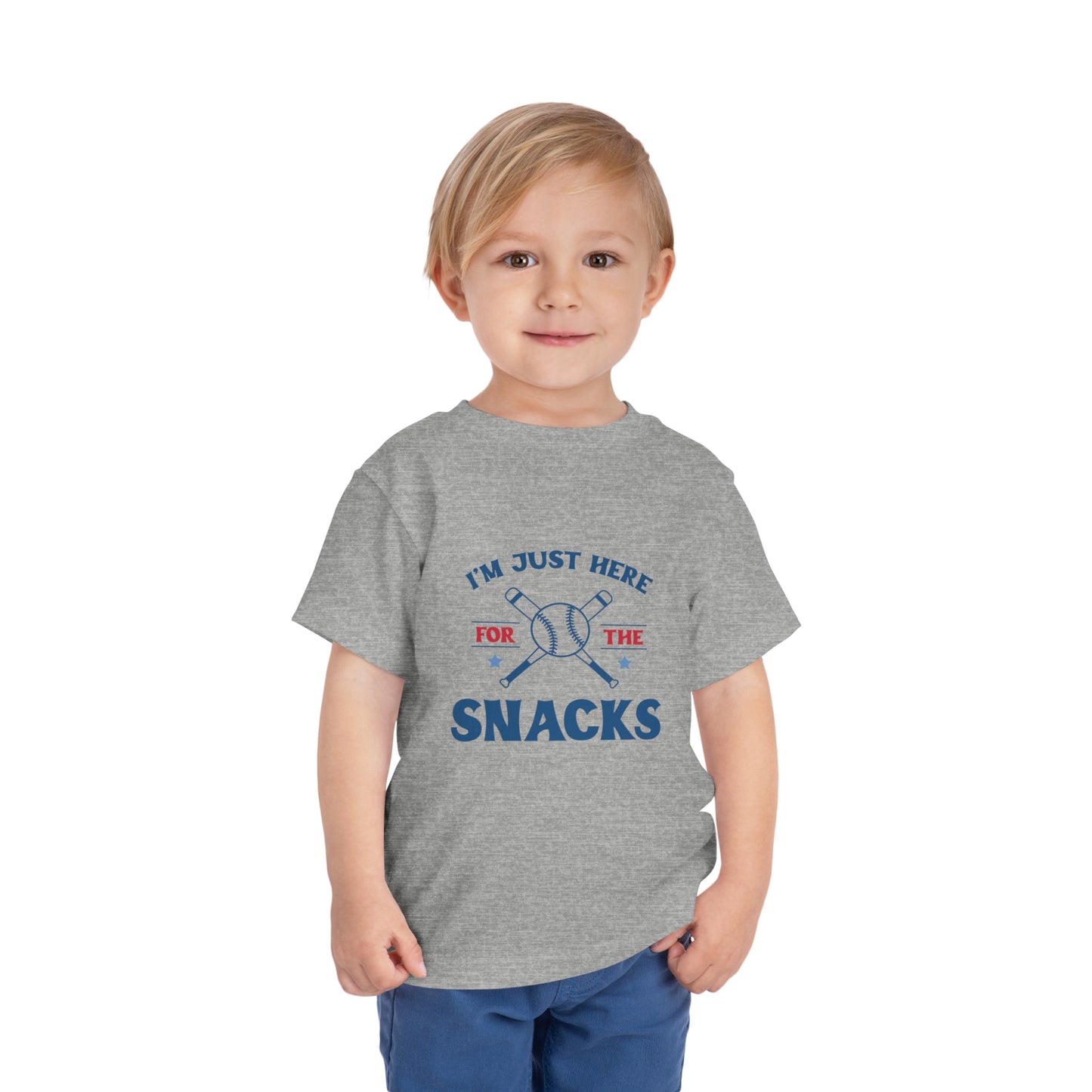 Just Here for Snacks Funny Baseball Toddler Short Sleeve Tee