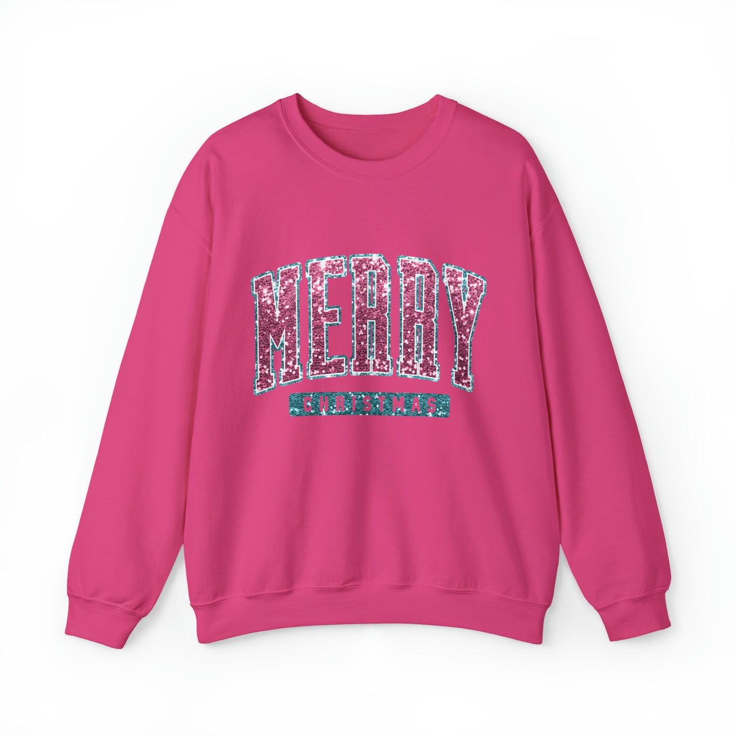 Merry Christmas Pink Sparkle Women's Christmas Crewneck Sweatshirt