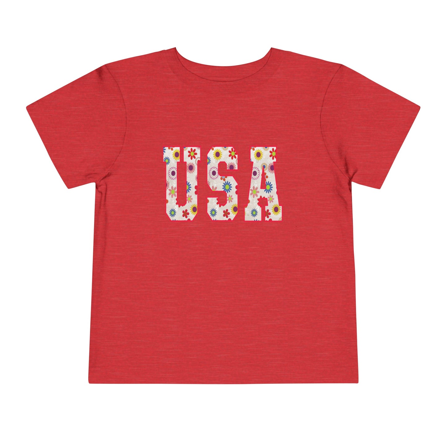 USA Floral 4th of July Toddler Short Sleeve Tee