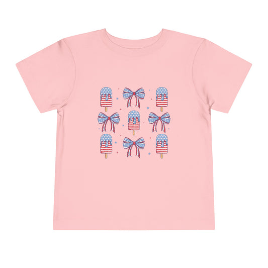 American USA Popcicles and Bows Toddler Short Sleeve Tee