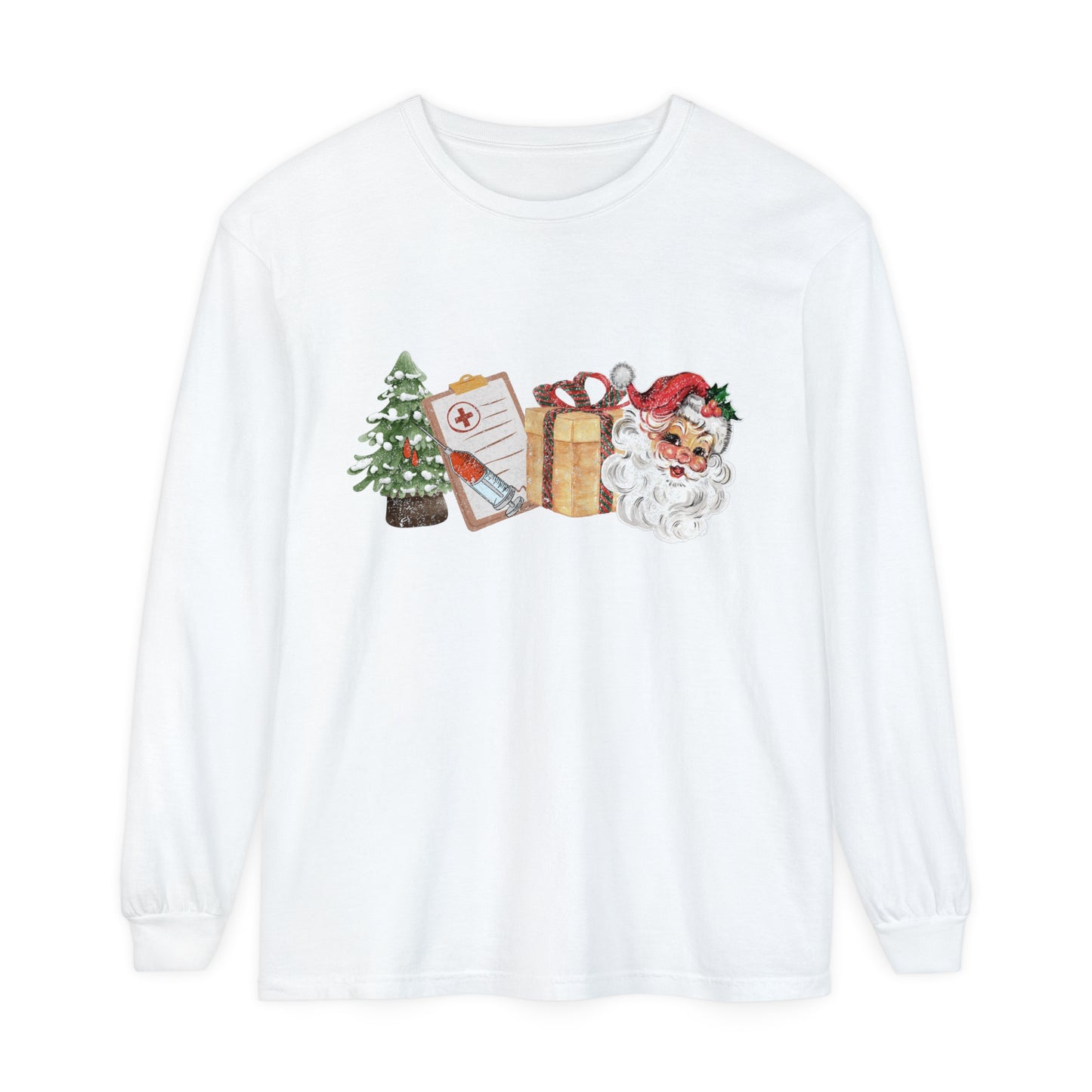 Nurse Medical Christmas Tree Loose Long Sleeve T-Shirt