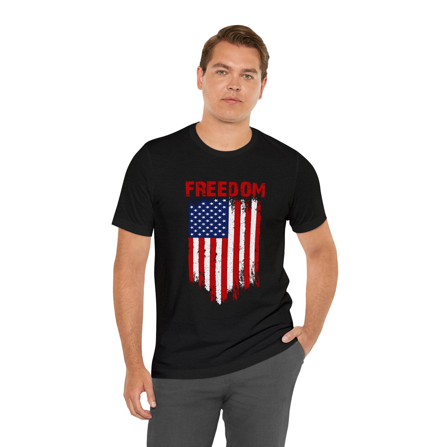 Distressed Freedom American Flag Adult Unisex Tshirt