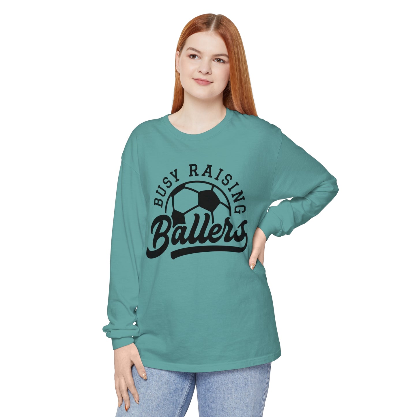 Busy Raising Ballers Soccer Mom and Dad Long Sleeve T-Shirt