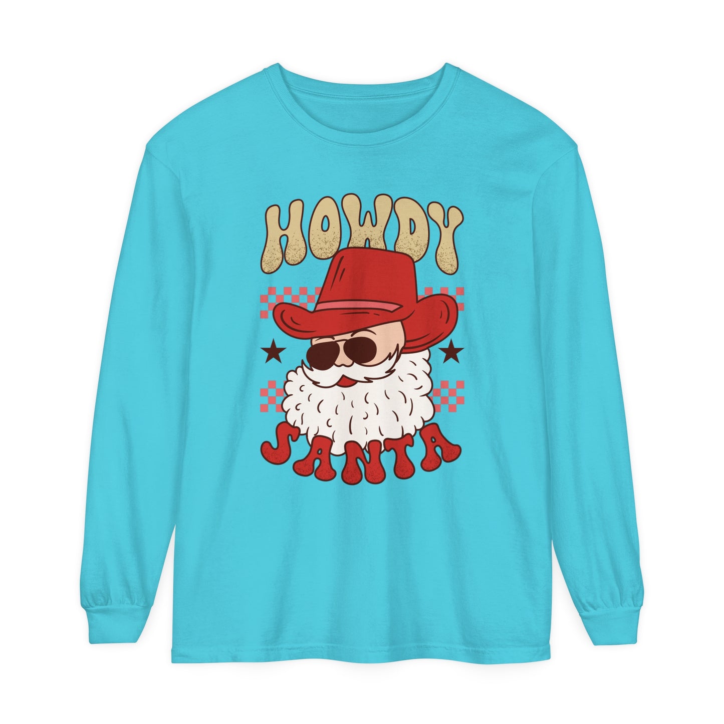 Howdy Santa Women's Christmas Holiday Loose Long Sleeve T-Shirt