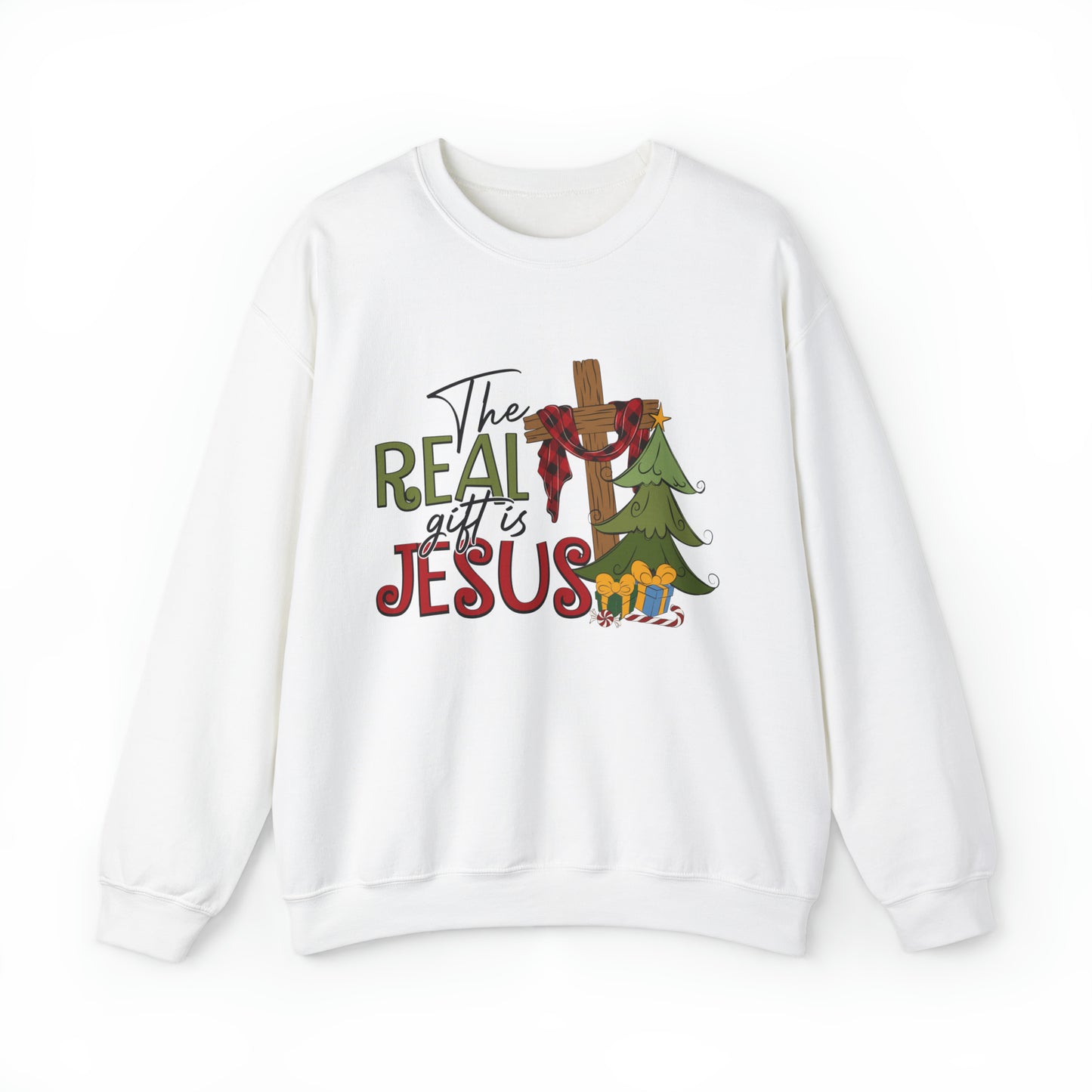The Real Gift is Jesus Christmas Sweatshirt Women's
