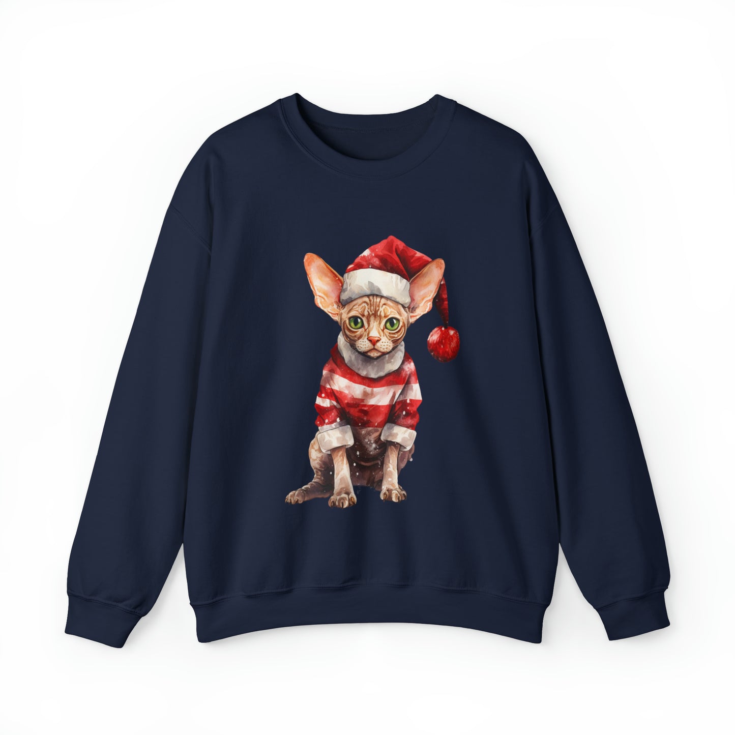 Funny Christmas Hairless Cat Sweatshirt Adult Unisex